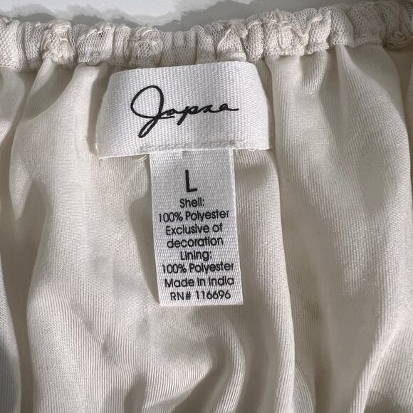 Japna Boho Cottagecore Sheer Embroidered Peplum Top Size L - Picture 4 of 6